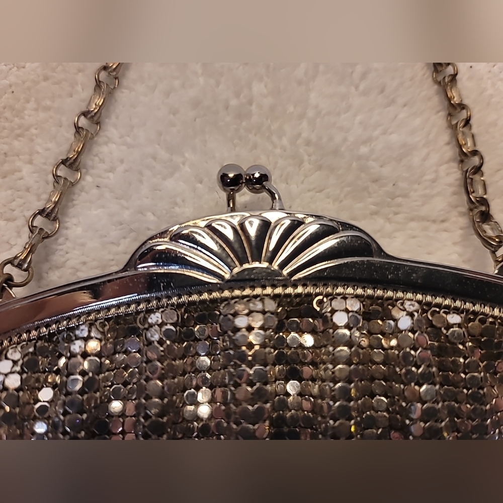 Vintage Art Deco Whiting & Davis Co. Silver Mesh Bag Purse Clutch - Picture 4 of 11